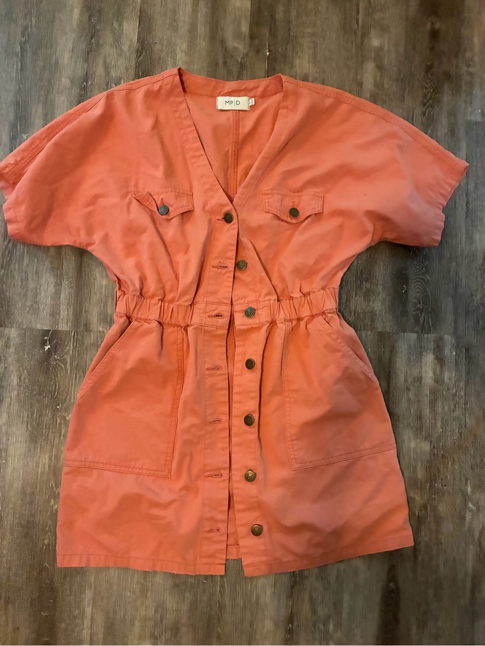 MINKPINK Coral Button-Front Mini Dress